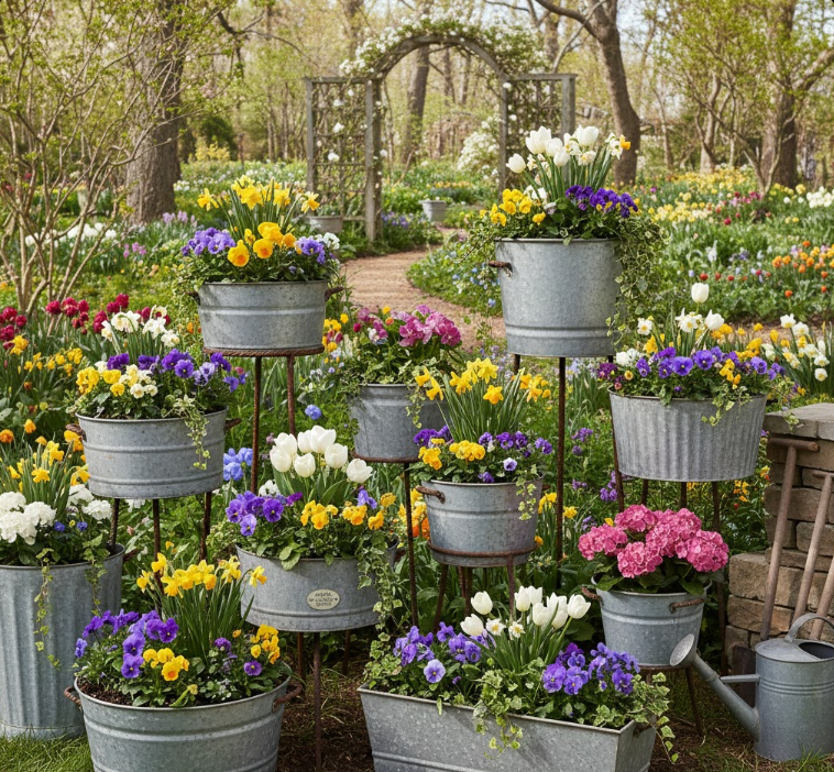 Galvanized Metal Planters