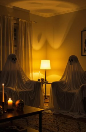 Ghostly Drapes and Eerie Glow