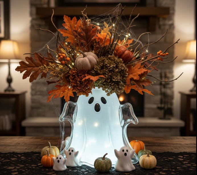 Ghostly Vase with Fall Touches