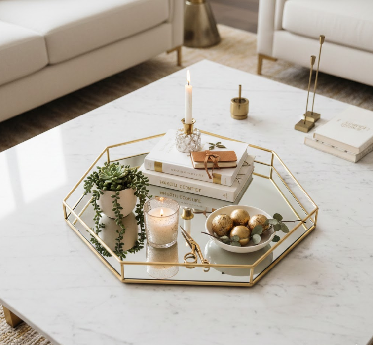 Glamorous Gold Coffee Table Tray
