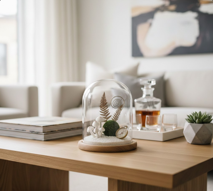 Glass Cloche with Small Decor Inside
