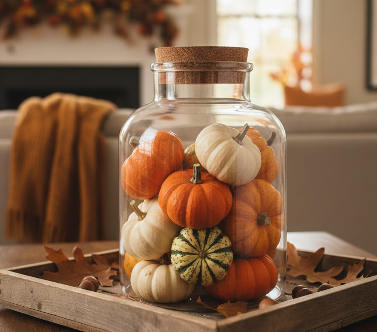 Glass Jar Full of Pumpkins