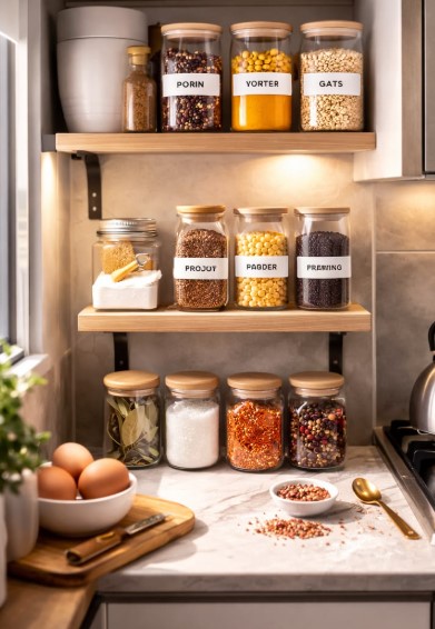 Glass Jars with Baking Essentials
