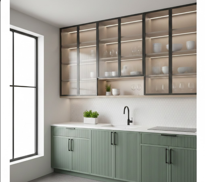 Glass & Reeded Cabinet Doors