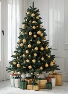 Glowing Gold and Green Christmas Tree