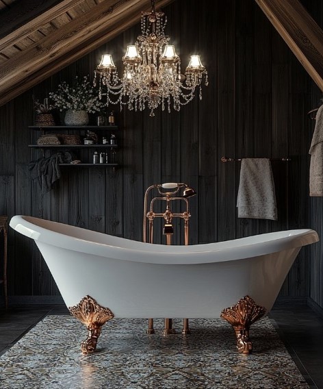 Gothic Clawfoot Tub with Black Balloons