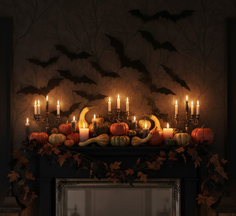 Gourds, Candles, and Bat Elegance