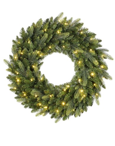 Green Wreaths With Lights