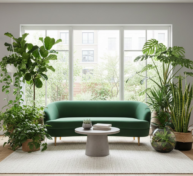 Greenery-Framed Sofa Oases