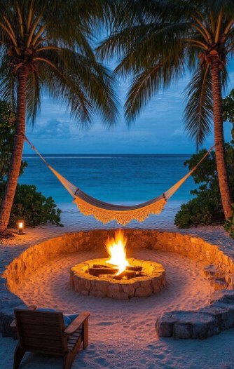 Hammock Near a Fire Pit