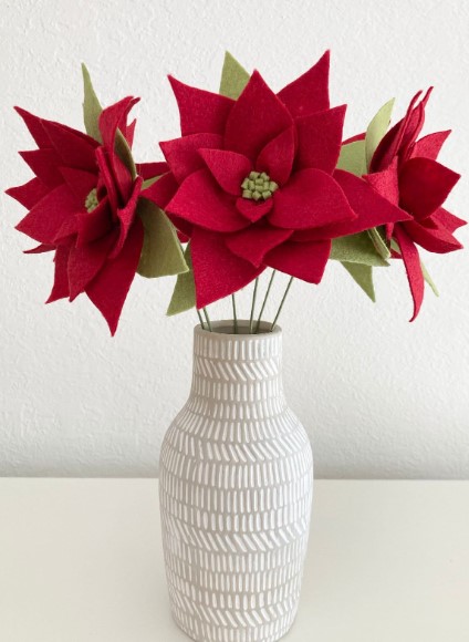 Handmade Felt Poinsettias