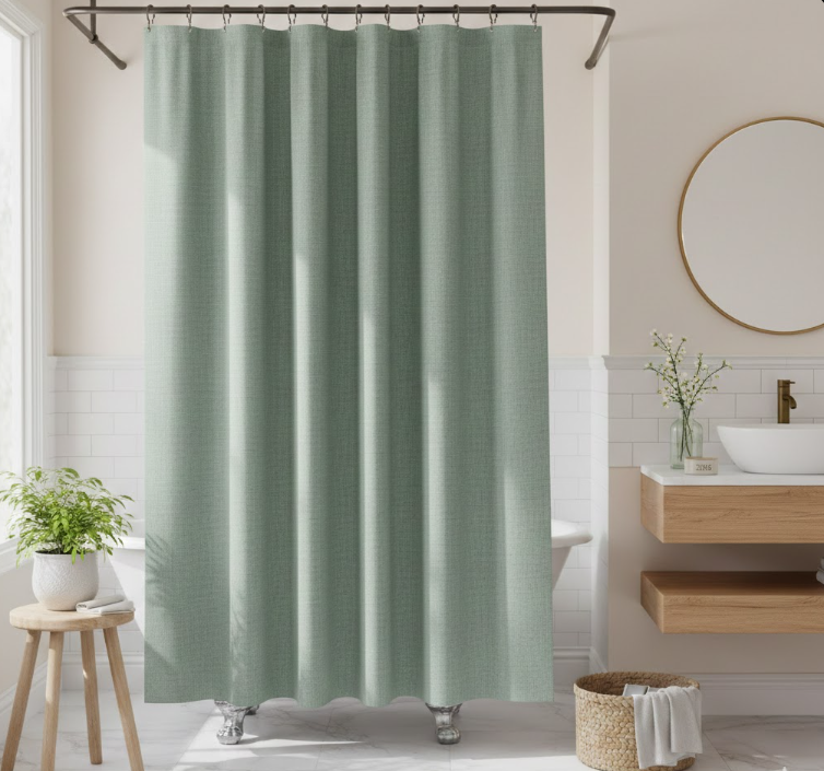 Hang a Sage Green Shower Curtain