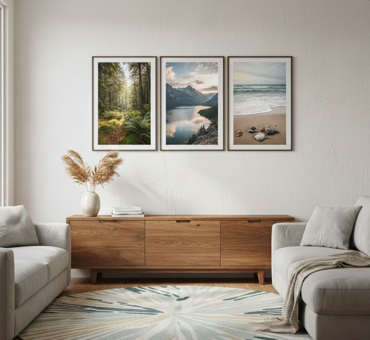 Hang a Triptych of Nature Photography