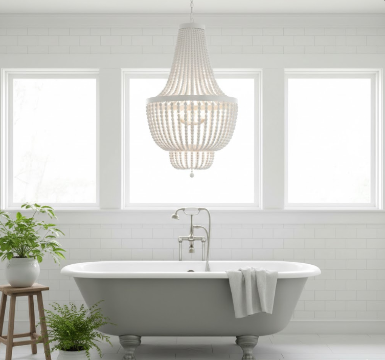 Hang a White Beaded Chandelier