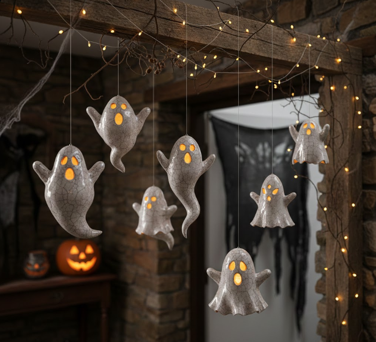 Hanging Ceramic Ghosts
