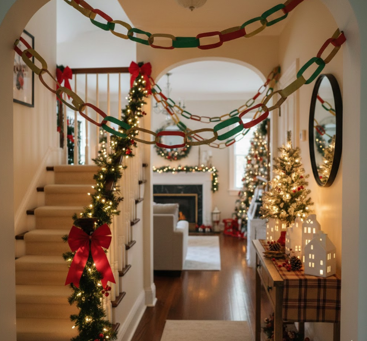 Hanging Paper Chains in Hallways