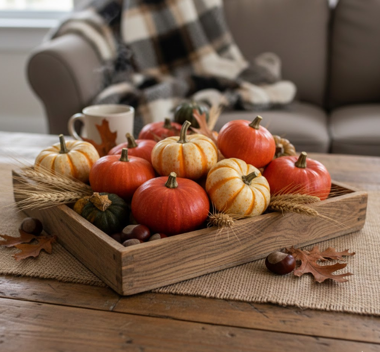 Harvest-Themed Wooden Tray