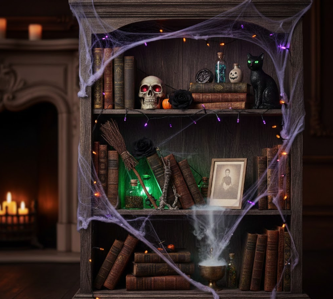 Haunted Bookshelf Vignette