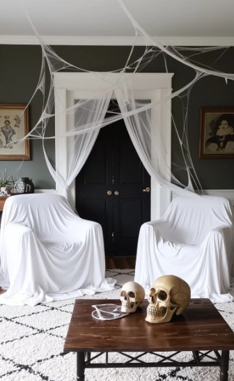 Haunted House Look with Draped Sheets