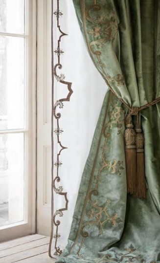 Heavy Silk Drapes with Trims