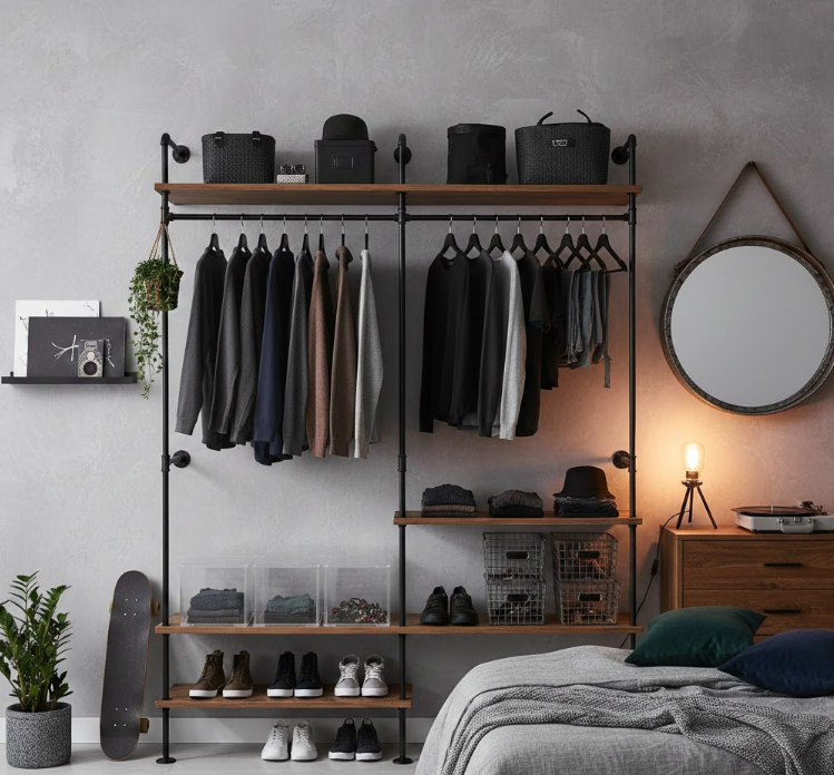 Industrial Chic Wardrobe Organization