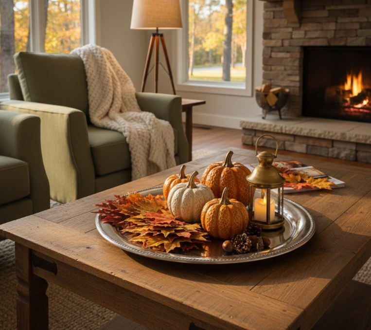 Inviting Autumn Living Room Display