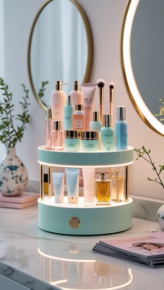 Keep Cosmetics on a Countertop Stand