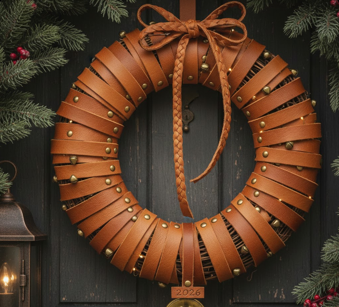 Leather-Wrapped Wreath