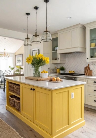 Lemon Yellow Kitchen Island