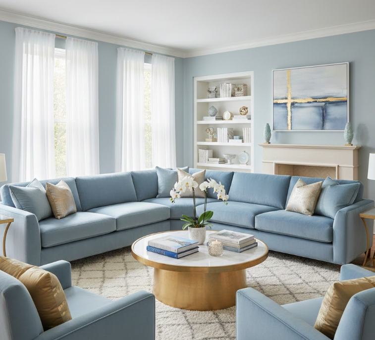 Light Blue Velvet Upholstery for Luxury