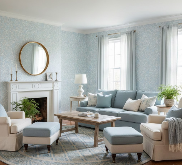 Light Blue Wallpaper with Subtle Patterns