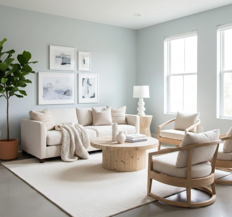 Light Blue Walls + Neutral Furniture