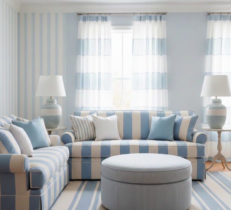 Light Blue and White Striped Design Elements