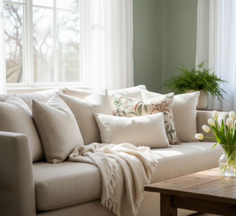 Light Linen Throw Pillows
