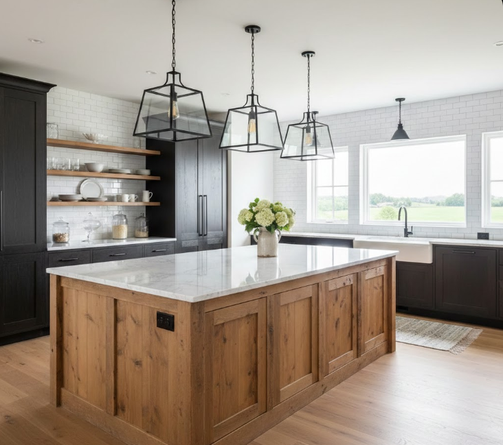 Marble Elegance and Wooden Warmth