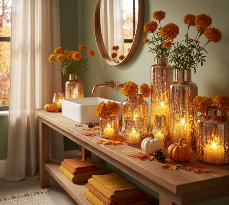 Marigold Magic in Mercury Glass