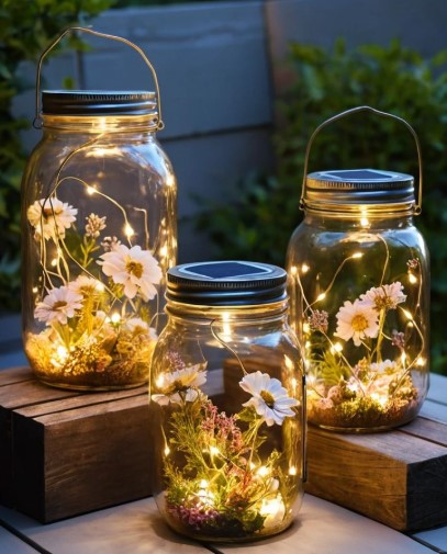 Mason Jars with Fairy Lights