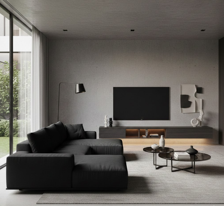 Matte Black Sofa Sophistication