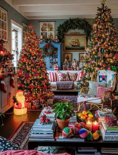 Maximalist Christmas Living Room