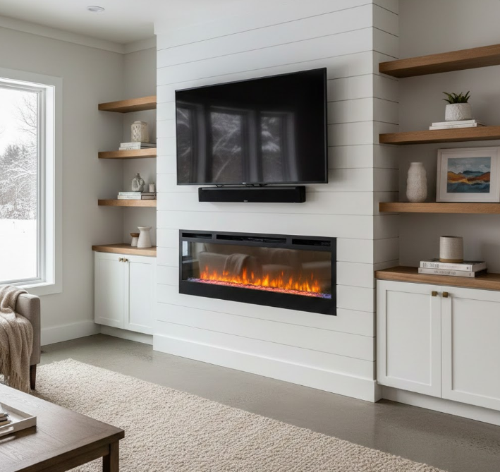  Media Center With a Built-In Electric Fireplace