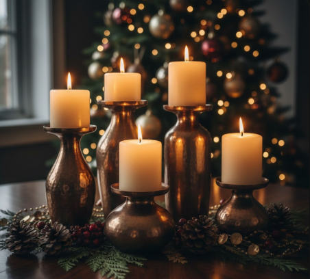Metallic Bronze Candle Holders