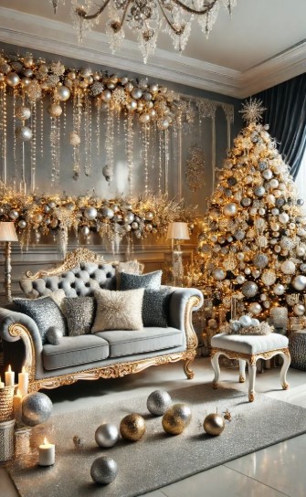 Metallic Christmas Living Room