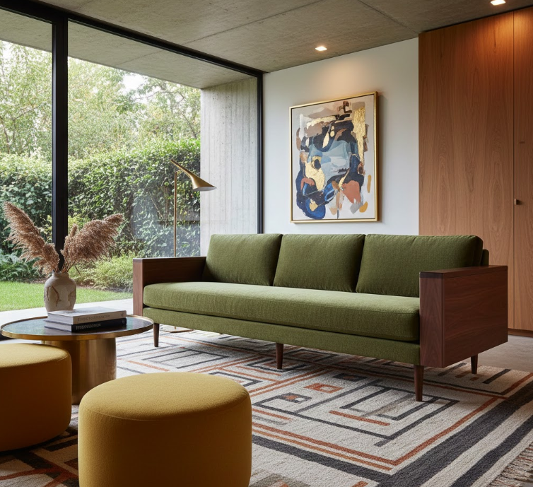 Mid-Century Modern Track Arm Sofa