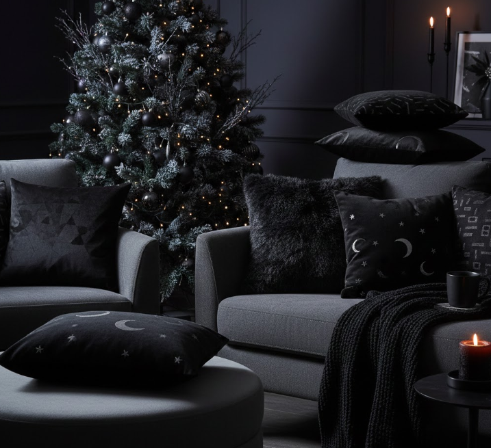 Midnight Black Pillow Covers for Seating