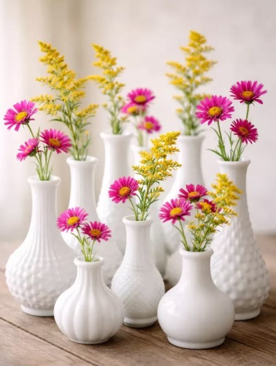 Milk Glass & Wildflowers