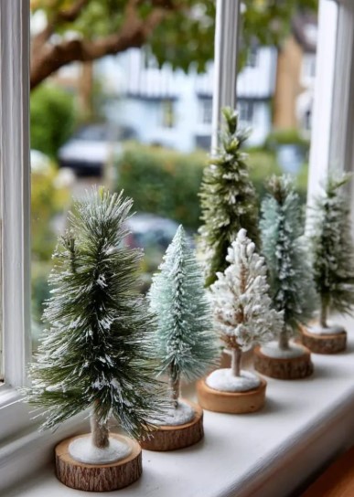 Mini Bottle Brush Trees on Windowsills