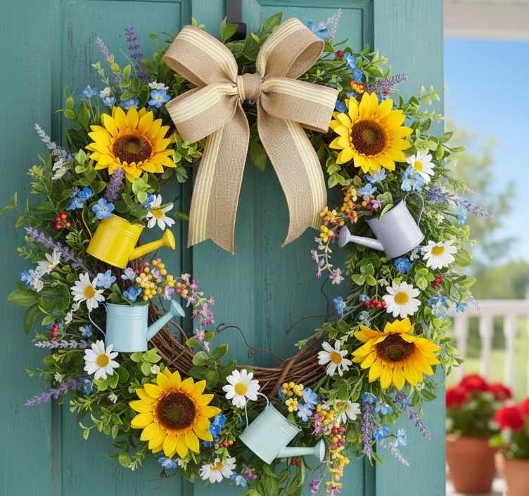 Mini Watering Can Wreath