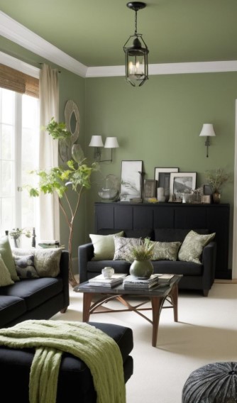 Mix Sage Green With Black Accents