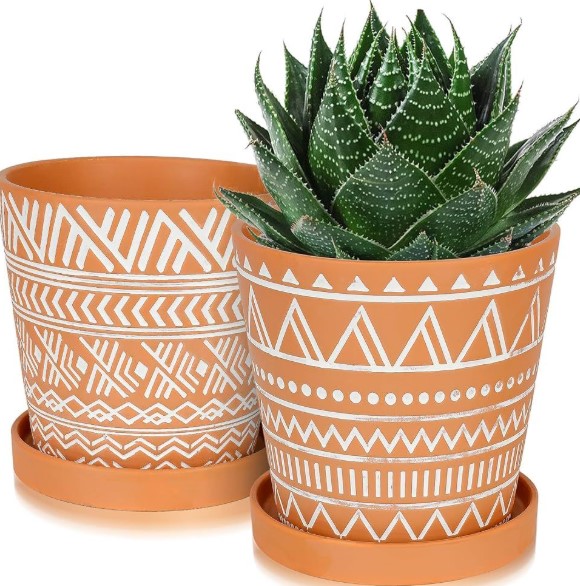Modern Geometric Terra Cotta Pots
