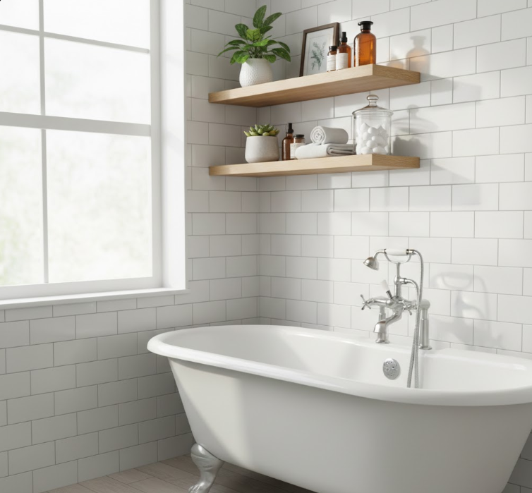 Mount Floating Oak Shelves